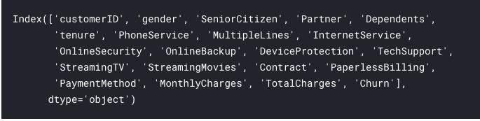column names
